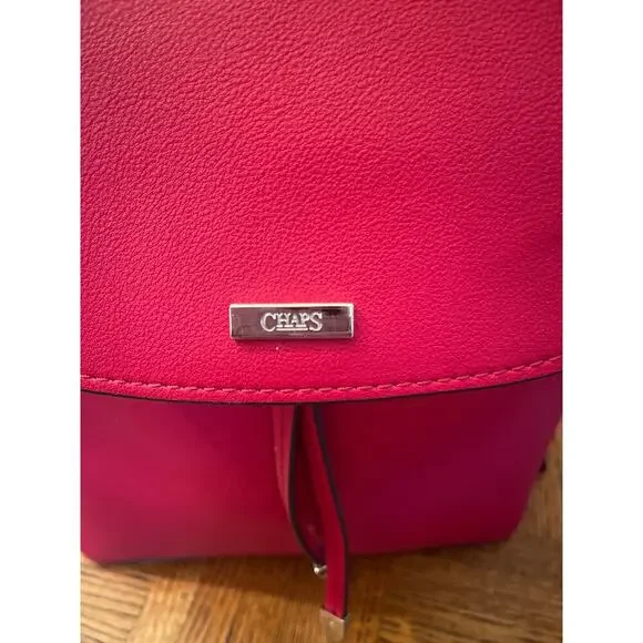 CHAPS VEGAN KEATHER BACKPACK RED - Picture 2 of 7